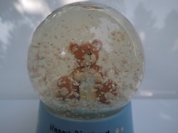 Kerámia - PODGY BEAR - SZÜLINAPI - hógömb - retro - 9 x 4 cm - szép állapot