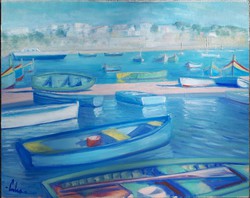 Máltai kikötő - Olajfestmény