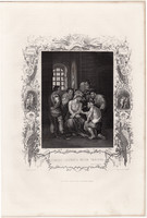 Töviskorona, Krisztus, acélmetszet 1852, metszet, eredeti, 17 x 21, angol, Biblia, Újszövetség, kép