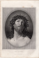 A Megváltó, acélmetszet 1852, metszet, eredeti, 22 x 25, angol, Biblia, bibliai kép, Jézus Krisztus