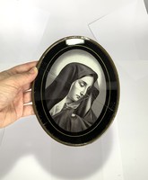 Szűz Mária: Vallási kegytárgy, szentet ábrázoló üvegkép 