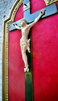 51. Antique ivory Jesus Christ (11cm), corpus, crucifix, cross in 30 cm frame