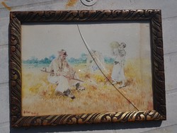 Bihari Balogh akvarell, eredeti keretében, törött üveggel, kb.20x30 cm