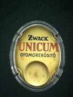 Antik kuriózum Zwack Unicum gyomorkeserű reklám pénzvisszaadó üveg tál