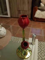 Zsolnay eozinmázas porcelán tulipán váza