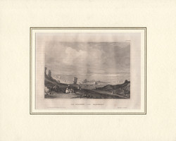 Karthágó romjai, acélmetszet 1840, eredeti, 9 x 14, paszpartuban, metszet, Afrika, észak, pun, arab