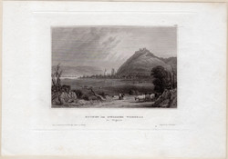 Visegrád, acélmetszet 1850, Meyers Universum, metszet, eredeti, 9 x 14 cm, Duna, vár, rom Vicegrad