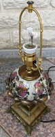 Antik Zsolnay asztali lámpa Családi Pecsét 1880..gyönyörű festés, réz szerelékkel! Luxus antik lámpa