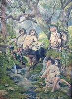 Nimfák erdeje- nagyméretű akvarell(99x72cm) Benyák jelzéssel 1927 (001)