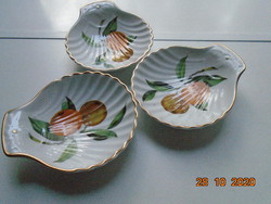 1961 Royal worcester eversham shells shell-shaped offering with fruit pattern 3 pcs