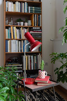 Retro íróasztali lámpa - piros zománcos szarvasi? olvaslólámpa - mid century modern design