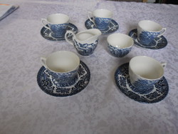 Angol kék porcelán kávés / teás készlet 5 személyes