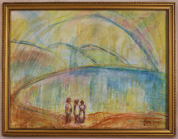 Egry József (1883-1951) Keretezett Pasztell Festmény