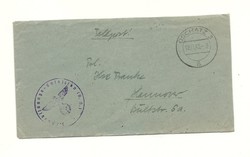 Német birodalmi 1943 feldpost levél boríték Horogkereszt bélyegző Oschatz katonai tábori KIÁRUSÍTÁS
