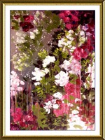 Való Ibolya Virágözön c. festménye vászonra festve, 80x60 cm