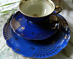 Reggeliző szett kék Schirnding, csésze és kistányérok