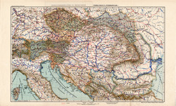 Magyarország és Ausztria politikai térkép 1913, Osztrák Magyar Monarchia, atlasz, közlekedési utak