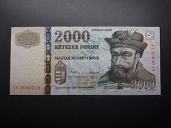 2000 Ft 2013 CC UNC - Régi forint papírpénz - retró kétezres bankjegy eladó
