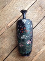 Antik japán Cloissoné tűzzománc réz kis váza