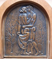 Szabolcs Péter: Szerelmesek, bronz dombormű, relief