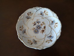 Zsolnay búzavirágos, dúsan festett süteményes tányér 16 cm, hibátlan, új