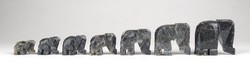 1C517 Faragott szerencsehozó márvány elefánt csorda szobor 7 darab