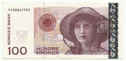 100 kroner korona 1999-2002 Norvégia
