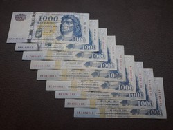 9 darab 1000 Ft-os bankjegy LOT - Régi magyar forint papírpénzek eladók