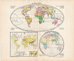 A Föld népei térkép 1907, atlasz, Kogutowicz Manó, magyar nyelvű, világtérkép, világ