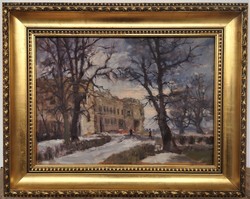 Holba Tivadar (1906 - 1995) Rákóczi kastély Sárospatak 1959 c. olaj festménye EREDETI GARANCIÁVAL !