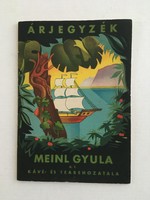 Meinl Gyula Rt. kávé- és teabehozatala, árjegyzék 1930.