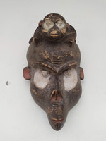 Antik afrika afrikai majom maszk Bamileke népcsoport african mask Kamerun dob v.