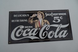 Eredeti Coca Cola bádogtábla, fémtábla - Fali dísztáblák