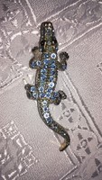 Kék köves krokodil figurás bross