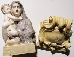 Antik Markup Béla (1873 - 1945.) Szobrász gyönyörű és ritka munkája Szűz Mária és Kis Jézus (Ér-136)