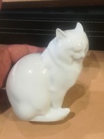 ​Herendi fehér porcelán cica, 11 cm magas, hibátlan.