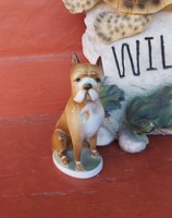 Zsolnay porcelán boxer kutyus , nipp, figura, nosztalgia darab.