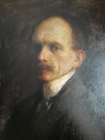 Hollós: Férfi portré olaj, vászon festmény, szignált,  50 x 34 cm