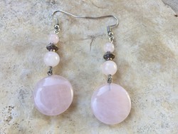 Rose quartz mineral earrings
