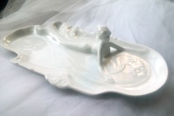Gerold porcelán fehér szecessziós formájú tál 36x18cm