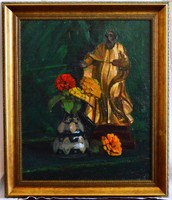 VITÉZ Mátyás (1891-1978) festmény, Csendélet, olaj vászon, 65 x 55 cm
