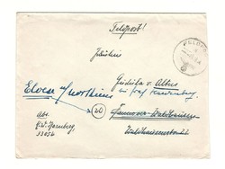 Német birodalmi 1944 feldpost levél boríték Horogkereszt bélyegző utánküldve tábori posta KIÁRUSÍTÁS