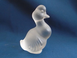Ólom kristály üveg sav maratott kacsát ábrázoló  figura kosta szignó 