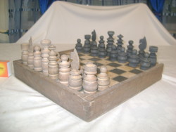 Régi fadobozos sakk készlet