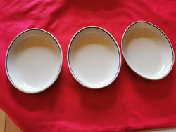 3 db Zsolnay porcelán kék csíkos főzelékes kocsonyás tányér, tál 