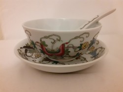Gyönyörű, kézzel festett kínai porcelán leveses szett, pillangós, indás