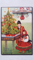 Régi karácsonyi képeslap 1936 magyaros népviseletes levelezőlap