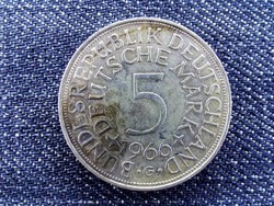 Németország Szövetségi Köztársaság (1949-1990) ezüst (.625) 5 Márka 1966 G (id12987)