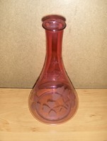 Ritka antik rózsaszín ital kínáló üveg palack (23/d)