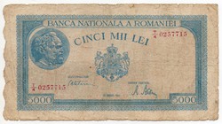 Románia 5000 román Lei, 1945, viseltes